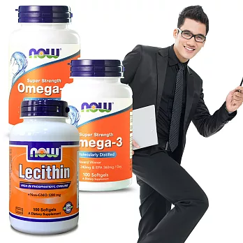 《NOW健而婷》金頭腦奇蹟超值套組(深海魚油x2瓶+卵磷脂x1瓶)