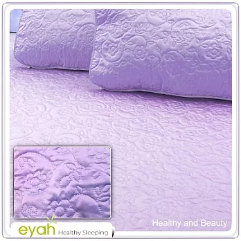【EYAH宜雅】絲緞面立體花紋100%防水單人保潔墊二件組(含枕墊1入)-浪漫紫