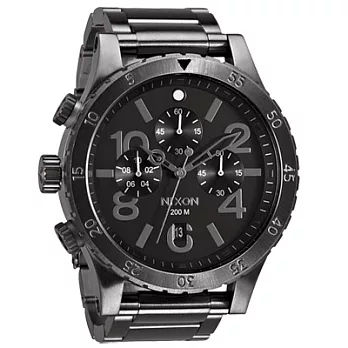 NIXON The 48-20 CHRONO 潮流重擊運動腕錶(鋼帶-灰銀黑)