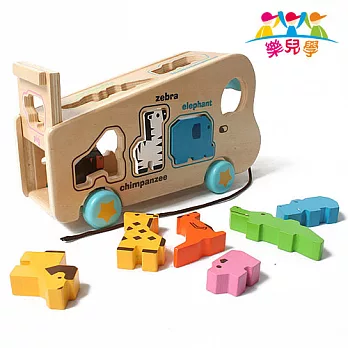 【樂兒學】可愛動物遊園車單字益智木製學習積木