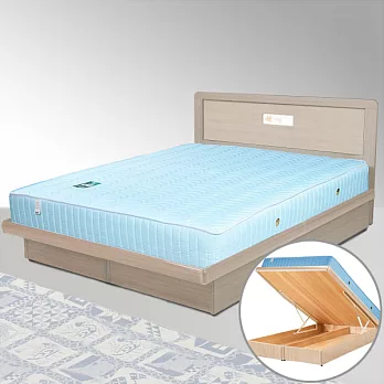 《Homelike》朵拉5尺掀床組+獨立筒床墊-雙人-白橡木紋