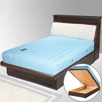 《Homelike》黛絲3.5尺掀床組+獨立筒床墊-單人-胡桃木紋