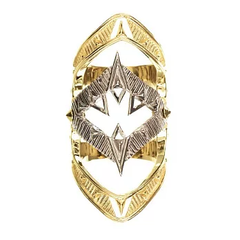 【House of Harlow 1960】妮可品牌 Moroccan Goum Armour 摩洛哥復古盔甲金銀雙色戒指
