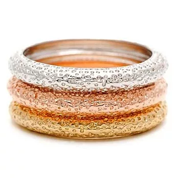 【GORJANA】美國品牌~Quinn Hammered Ring Set細緻手工18K金銀玫瑰金三環戒指美規7號