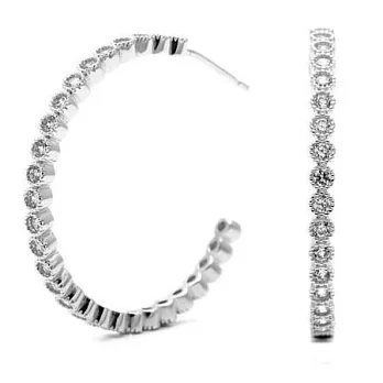 【GORJANA】美國品牌~Madison Hoops鑲白鑽18K金細緻圓耳環銀色