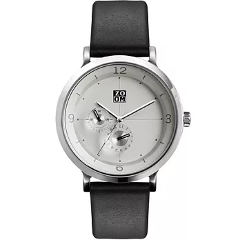 ZOOM -Comma時光停留概念雙眼多功能設計錶-白/43.5mm