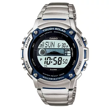 CASIO 不朽的時間沙漏運動液晶鋼帶腕錶-W-S210HD-1A