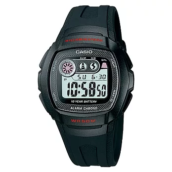 CASIO 躍進搜索的戰略運動液晶腕錶-黑框-W-210-1C