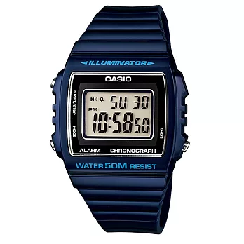 CASIO 勇冠三軍的長勝部隊運動液晶時尚腕錶-深藍-W-215H-2A
