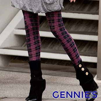 【Gennie’s奇妮】時尚彈性厚棉孕婦褲襪(GM71) 粉格紋