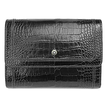 MONTBLANC萬寶龍波西米亞鱷魚壓紋牛皮仕女短夾-黑