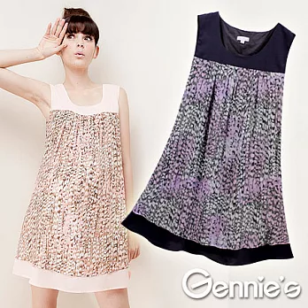 【Gennie’s奇妮】水意波紋孕婦背心洋裝(G1322)M紫