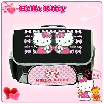 【Hello Kitty】凱蒂貓㊣版授權 好姊妹橫式後背書包(黑色)黑色