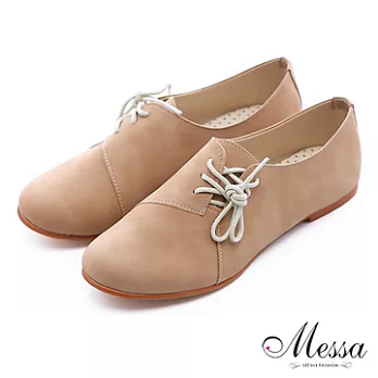 【Messa米莎】(MIT)可愛甜感側邊綁帶休閒鞋35棕色