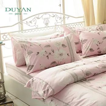 DUYAN《貴族仕女(粉)》雙人三件式精梳純棉床包組