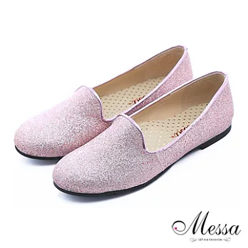【Messa米莎】(MIT)璀璨金蔥內真皮平底包鞋38粉紅色