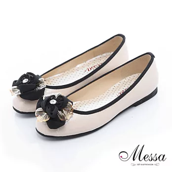 【Messa米莎】(MIT)花漾蛇紋內真皮平底包鞋36米色