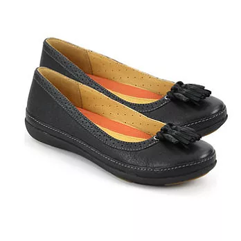 CLARKS_克拉克 (女款) 輕量氣墊流蘇平底娃娃鞋5黑色