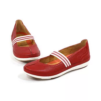 CLARKS_克拉克 (女款) 輕量柔軟透氣平底休閒鞋4紅色