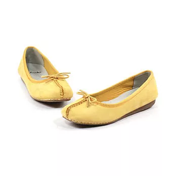CLARKS_克拉克 (女款) 氣質芭蕾蝴蝶結平底包鞋5.5黃色