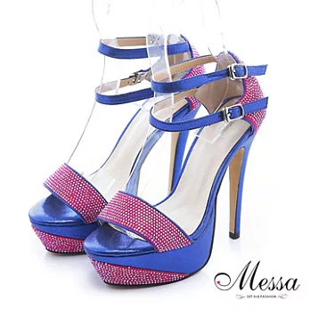 【Messa米莎】(MIT)絢麗亮鑽小羊皮高跟涼鞋36紫色