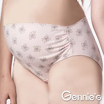 買一送一【Gennie’s奇妮】 甜心mommy蝴蝶結孕婦中腰內褲(HB26)M粉