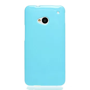 HTC One M7 亮面保護殼 炫彩藍 防滑 防摔藍色