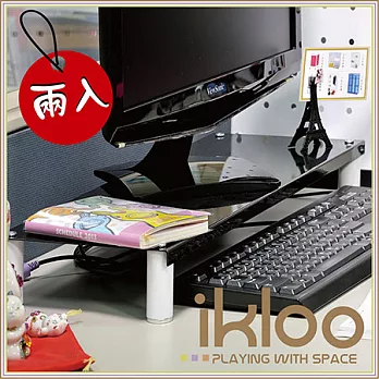 【ikloo】省空間桌上鍵盤架螢幕架二入/4色可選尊爵黑x1+桃花紅x1