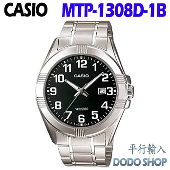 CASIO 卡西歐 紳士簡約時尚男錶MTP-1308D-1B(平輸)黑色面