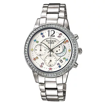 CASIO 卡西歐Sheen系列 月亮星辰女性俏麗腕錶SHE-5018D-7A(平輸)白色面