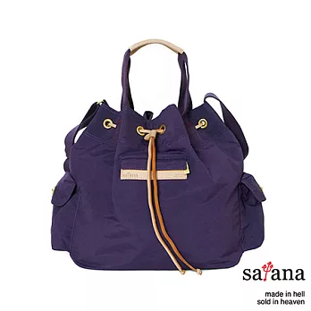 satana - 軍風經典 抽繩水桶包 -紫色