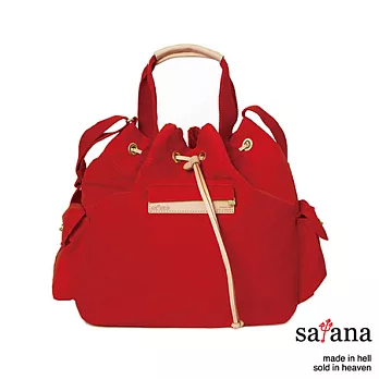 satana - 軍風經典 抽繩水桶包 -中國紅