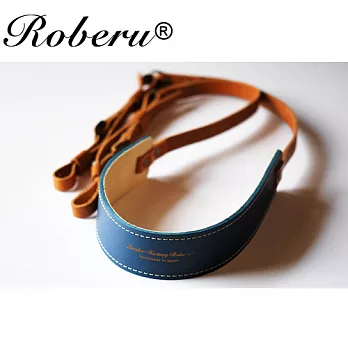 ROBERU 《日本手工》雙色皮革背帶-藍