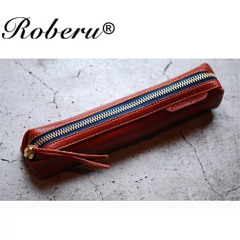 ROBERU 《日本手工》上腊染料皮革筆袋-紅