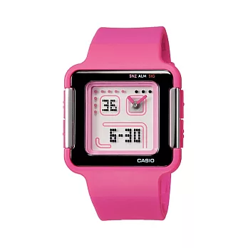 CASIO 復古氛圍的新潮流時尚休閒雙顯腕錶-粉紅-LCF-20-4
