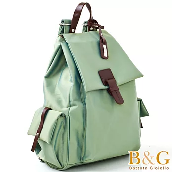 【B&G】輕盈多口袋雙肩後背包(幻彩綠)