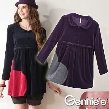 【Gennie’s奇妮】 大愛心棉絨秋冬長版哺乳上衣(GN071)M紫