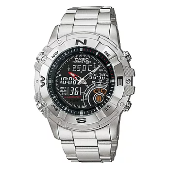 CASIO 超級戰將的神威液晶時尚運動腕錶-黑-AMW-705D-1A