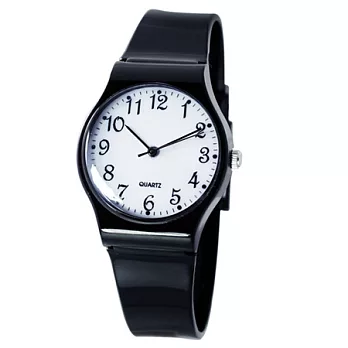 休閒流行款-簡約風格輕薄數字石英膠錶-男錶/女錶/中性錶（黑色）