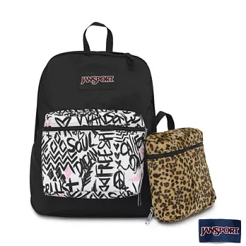 JanSport 校園背包(SUPERBREAK MIX-UP)-豹紋塗鴉