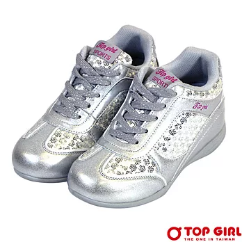 【TOP GIRL】輕盈甜心閃漾美跡鞋-女(淺灰銀)6淺灰銀