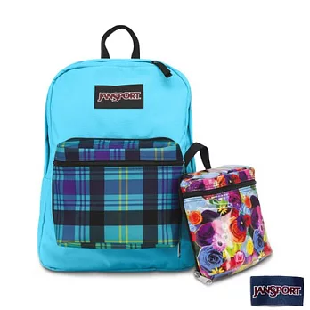 JanSport校園背包(SUPERBREAK MIX-UP)-花漾藍格