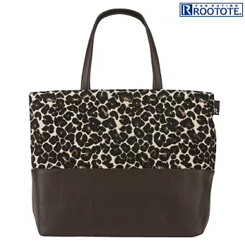 日本ROOTOTE時尚拼接大方包-豹紋(745403)咖啡色