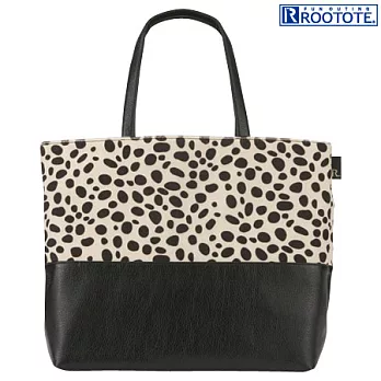 日本ROOTOTE時尚拼接大方包-大麥町紋(745401)黑色大麥町紋