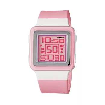 CASIO 戲如人生經典個性時尚流行腕錶-粉紅-LDF-20-4A
