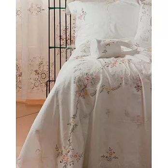 AROMA HOUSE雙人4件式彩繡蕾絲床單被單枕頭套組