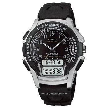 CASIO 戰鬥力十足雙顯運動腕錶-黑-WS-300-1B