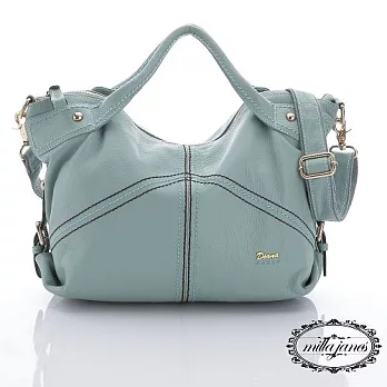 【Milla‧Janes米拉.珍妮絲】義大利小牛皮 立體線織花紋 三用垂墜包(漾粉綠)