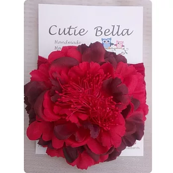 Cutie Bella彈性雪紡牡丹花髮帶-Red/Black