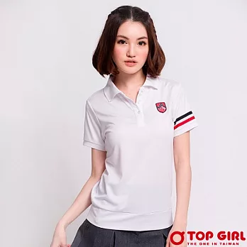 【TOP GIRL】啦啦隊甜心吸濕排汗POLO衫-女(經典白)M經典白